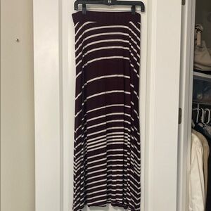 Striped Burgundy and White Maxi Skirt